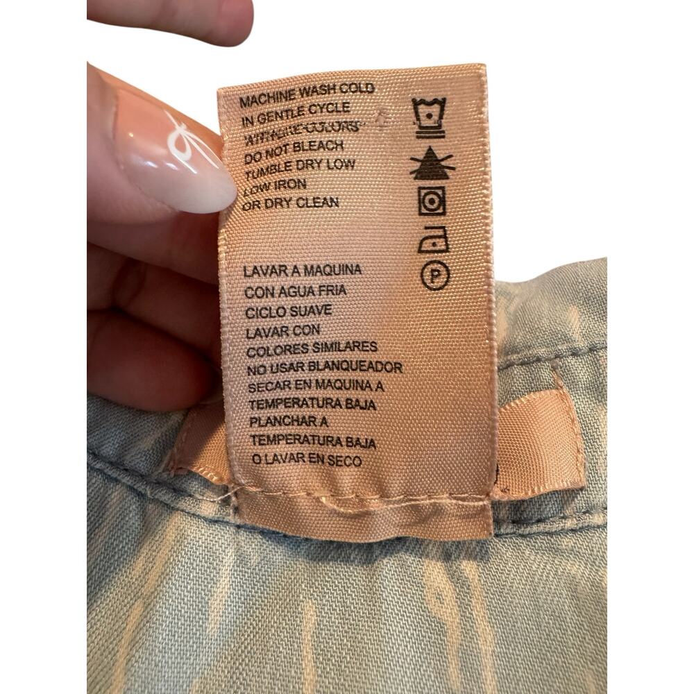 Philosophy Light Blue Tencel Tunic Top L Roll Tab Sleeve Popover Dress - Picture 7 of 11